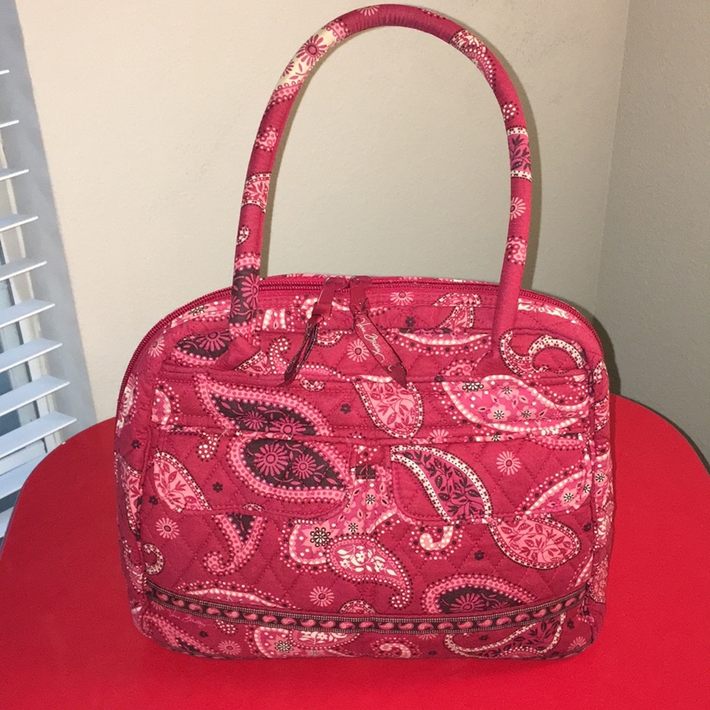 Vera Bradley red bandanna print zip dome satchel